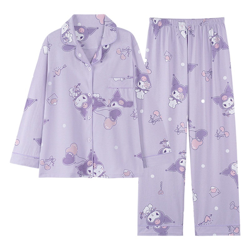 Luhu Yugui perro pijamas de primavera y otoño verano algodón manga larga más tamaño vestir prendas exteriores cardigan traje homewear