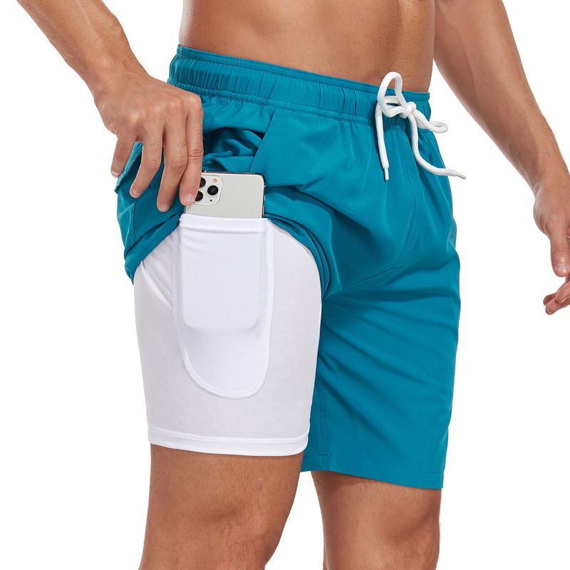 欧米国境を越えた3dデジタルプリント男性二重ビーチパンツ海辺パンツ男性レジャー運動二重パンツ|undefined