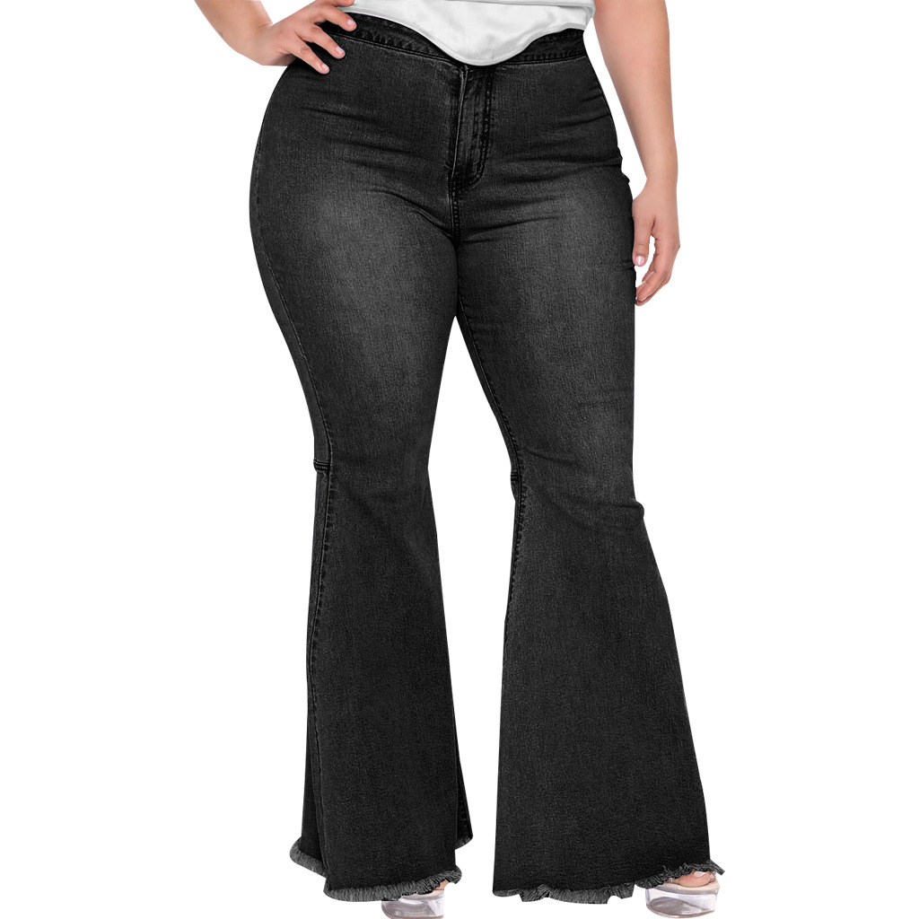 slim wide-leg plus size flared jeans nihaostyles wholesale clothes NSSF89988