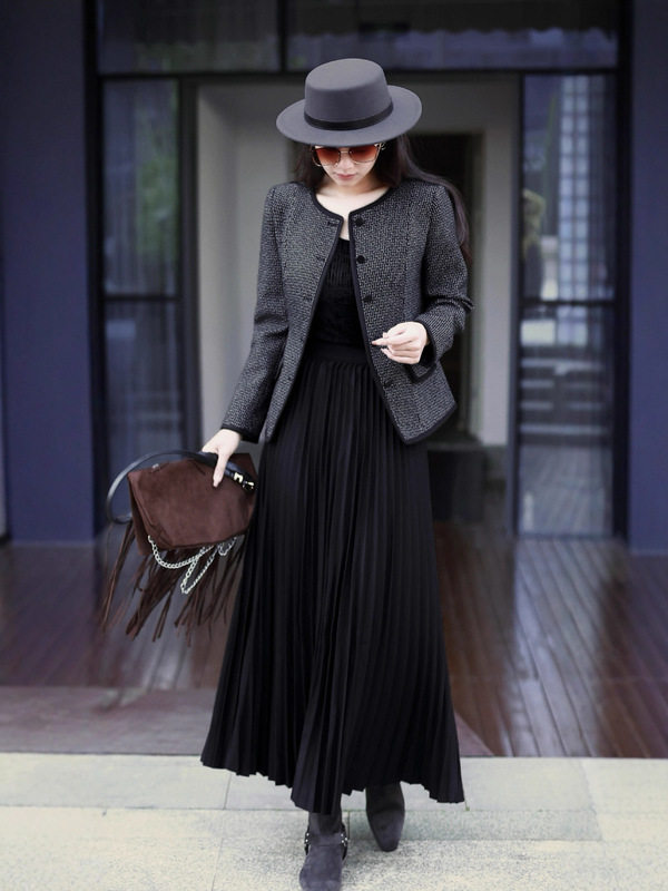 Shenzhen Nanyou Xiangfeng Style Fine Wool Suit, Elegant Coat, Heavy-Duty Pleated Skirt, Premium Women's Clothing