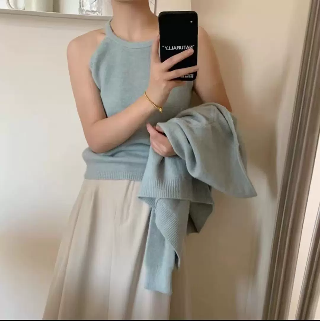 韩系简约吊带针织两件套2025秋冬新款针织开衫女时尚简约毛衣外套