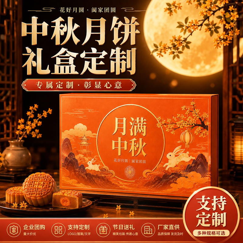 中秋节月饼礼盒定制抽屉礼品盒包装盒定制烫金硬盒包装定制l批发