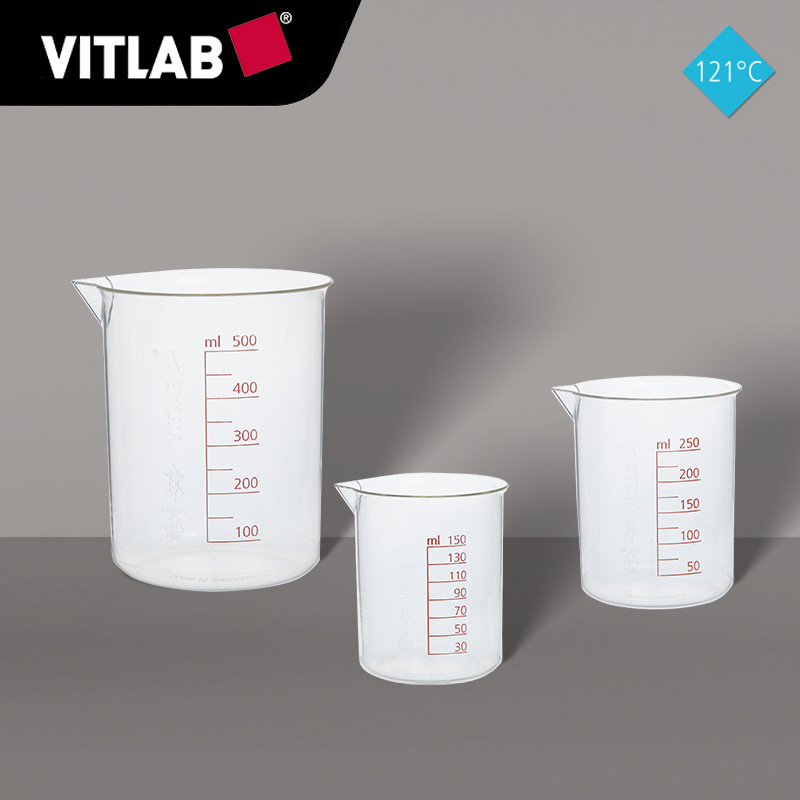 德国VITLAB烧杯PMP材质模制红色刻度