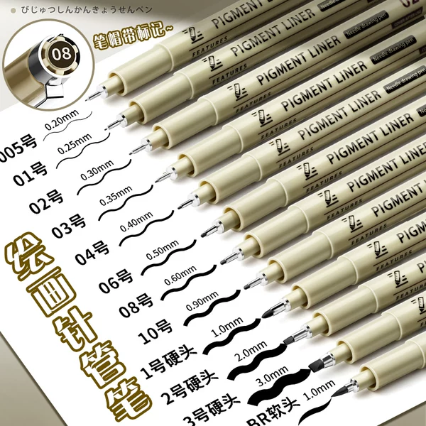 Cross-Border Needle-Tip Drawing Outlining Signature Art Liner Pen Soft Tip Pen Black Hand-Drawn Pen Direct Supply Waterproof Needle-Tip Pen