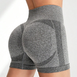 European and American Cross-border High Waist Seamless Hip Lifting Yoga Shorts Belly Tight Peach Hip Running Fitness Three-point Pants