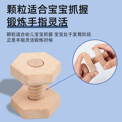 Matching Geometric Shape Baby Wooden Screw Nut Assembly Toys, Woodworking Material Wholesale
