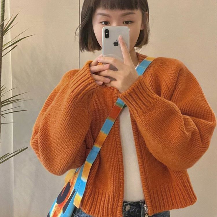 圆领拉链针织开衫女装时尚洋气减龄春秋休闲显瘦感毛衣外套加厚女|undefined