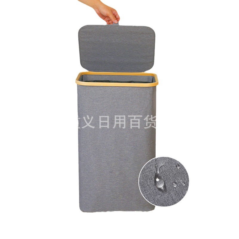 Cesta de lavandería cesta de lavandería de almacenamiento plegable cesta de lavandería de tela de bambú con tapa gran cesta de almacenamiento de estilo japonés con bolsa de malla interior