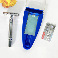 Japanese-American men's manual razor, old-style face-shaving stainless steel double-sided razor holder and razor