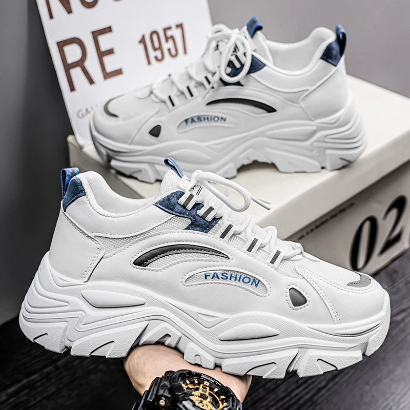 Обувь папы Мужская обувь Летняя новая дышащая сетка обувь мужская мода дикая толстая подошва маленькая белая обувь повседневная спортивная обувь