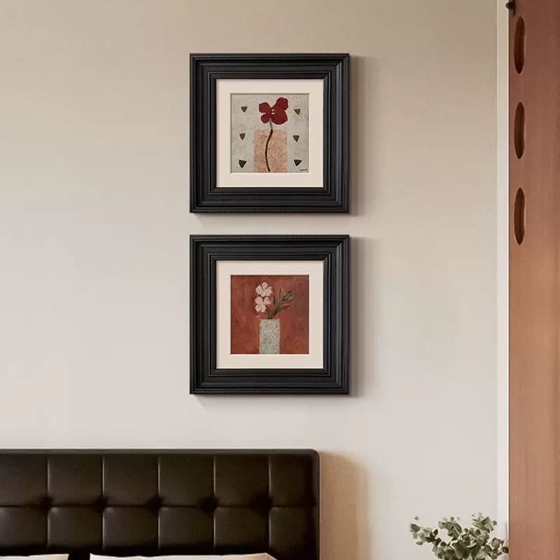 中古风卧室挂画《隅花意》小众艺术装饰画花卉法式床头柜桌面摆画