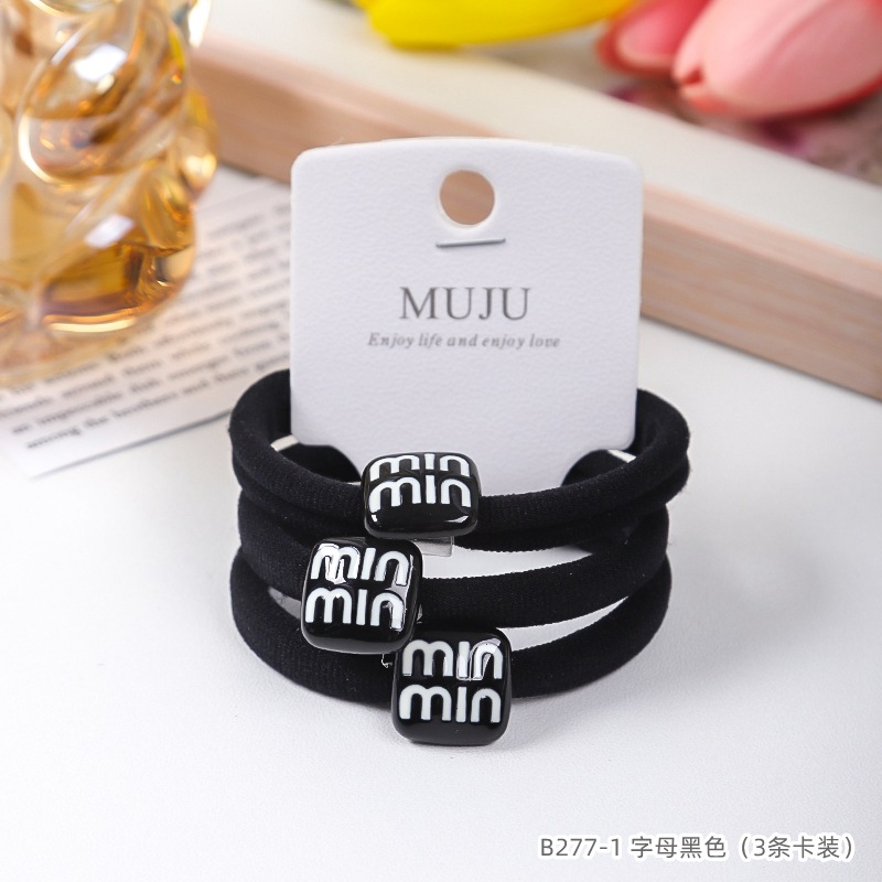 [Carga de tarjeta] sensación de alto nivel coreano de cabello de código de barras de moda de alta elasticidad de cabello anillo de cabello correa de cola de caballo