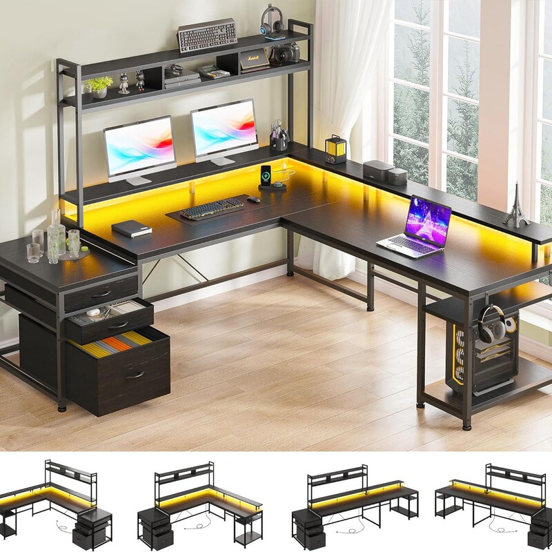 Corner Desk Steel-Wood Bookshelf Integrated Table L-Shaped Corner Writing Desk Combination High Storage Rack Strong Storage Computer Desk Corner Desk Steel-Wood Bookshelf Integrated Table L-Shaped Corner Writing Desk Combination High Storage Rack Strong Storage Computer Desk