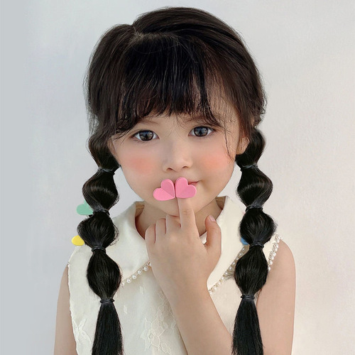 Children's wig female lantern bubble braid natural fluffy simulated hair double ponytail high temperature wire braid manufacturer wholesale