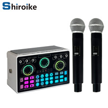 跨境专供HC29直播声卡UHF便携式蓝牙音箱直播唱歌声卡音响一体机