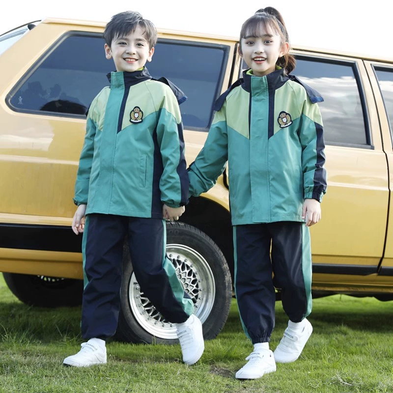 2023 осенне-зимний детский сад Садовая одежда новая куртка для мальчиков и девочек на флисовой подкладке костюм из трех частей для начальной школы