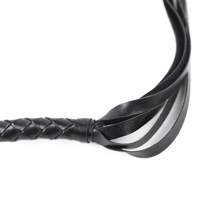 Suministro directo de fábrica, juguetes sexuales SM, látigo de cuero tejido a mano, látigo de entrenamiento, látigo de serpiente totalmente negro, látigo individual, látigo de 120 cm image 1