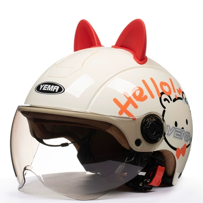 and Women's Four Seasons Universal Motosiklet dəbilqələri - one-size-fits-all-khaki-cat-red-ear-w-comes-with-warm-ear-protection-removable