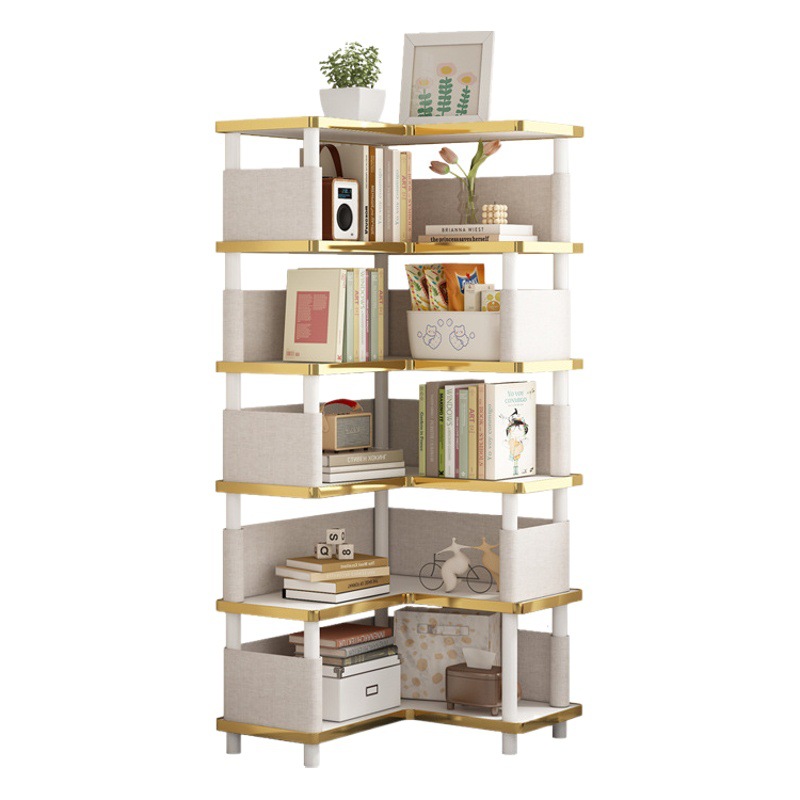 Estantería de esquina estante de piso de múltiples capas de gran capacidad estantería de pared sala de estar gabinete de esquina pequeño soporte de exhibición de almacenamiento de lectura