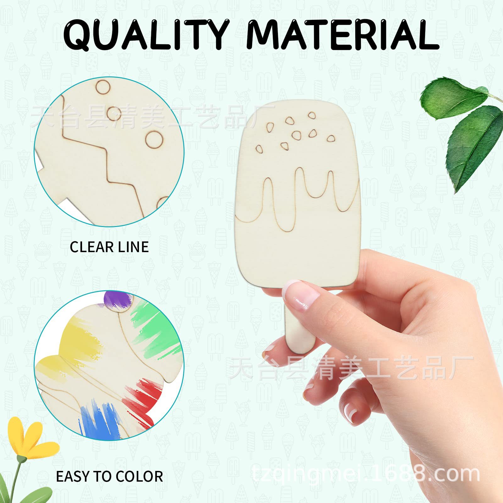 10 modelos de verano DIY pintura los niños inacabados helado artesanía madera chip en blanco graffiti logo partido