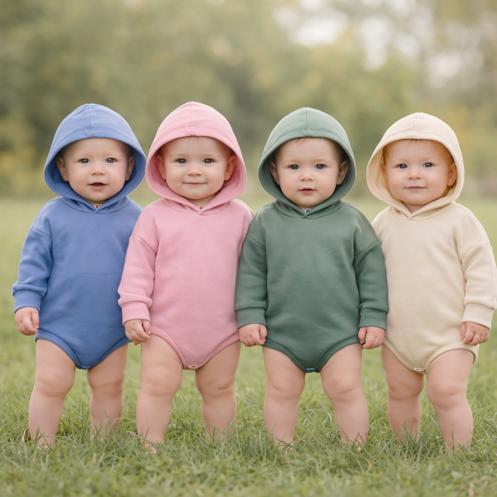 Cross-Border Foreign Trade Baby Spring and Autumn Hooded Romper Newborn Jumpsuit Onesie