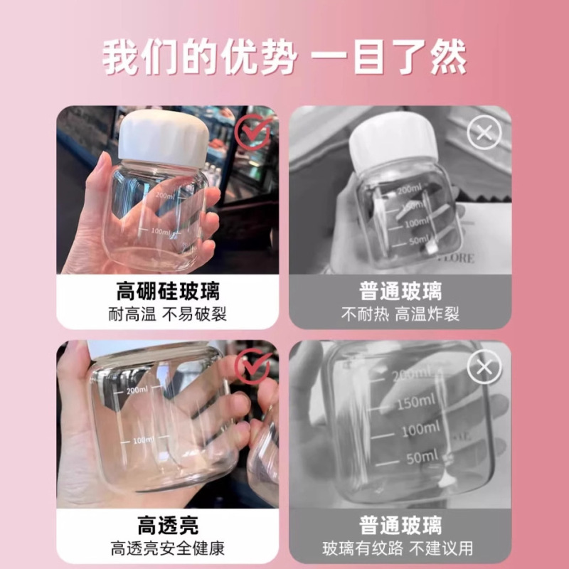 买一送一胖胖杯迷你玻璃杯水杯带刻度摇摇杯子|undefined