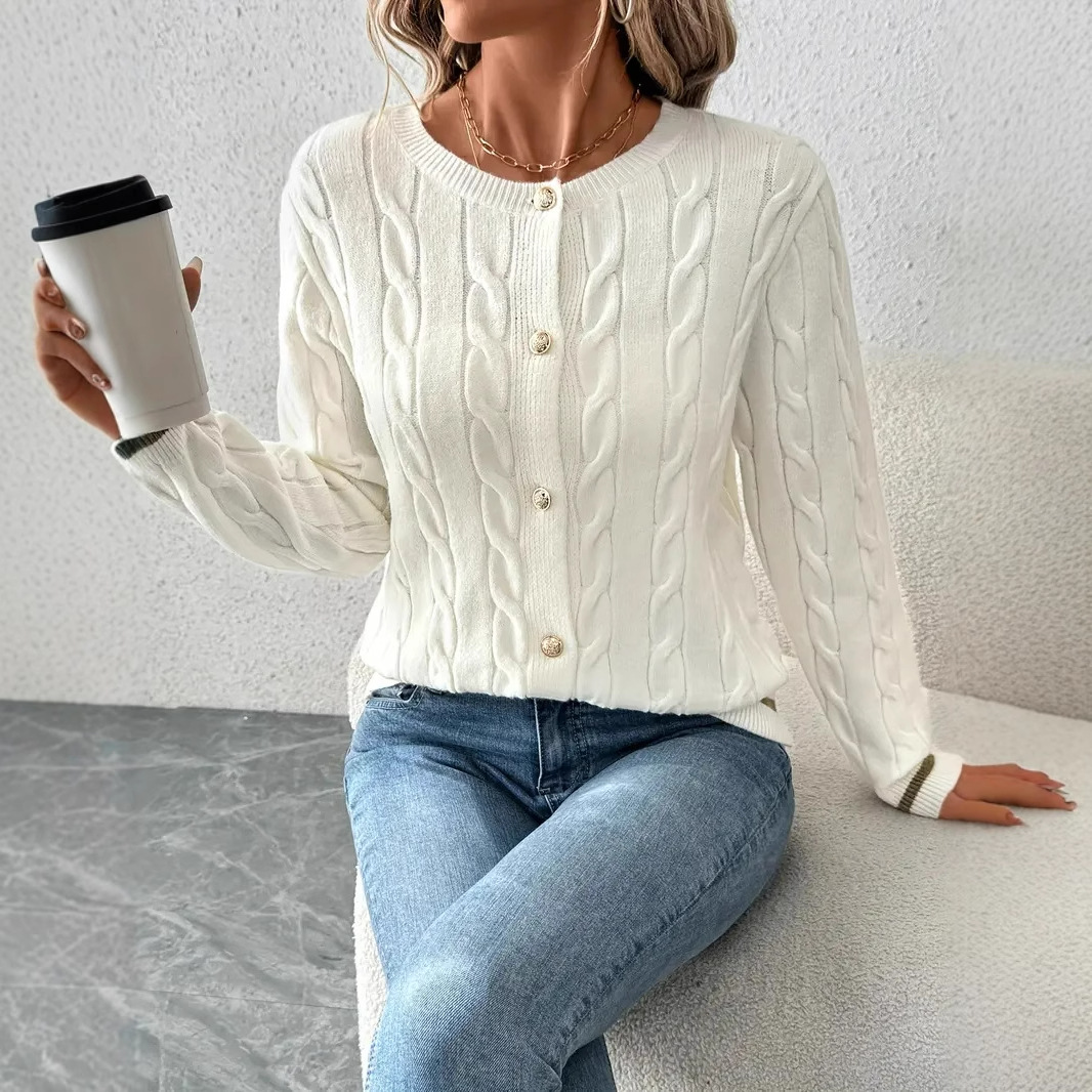 Zopfmuster-Cardigan – Übergroßer Pullover aus Viskosemischung mit offener Vorderseite (S-XL, Weiß, elegantes Lagenstück für Frühling/Herbst)_voghion.com