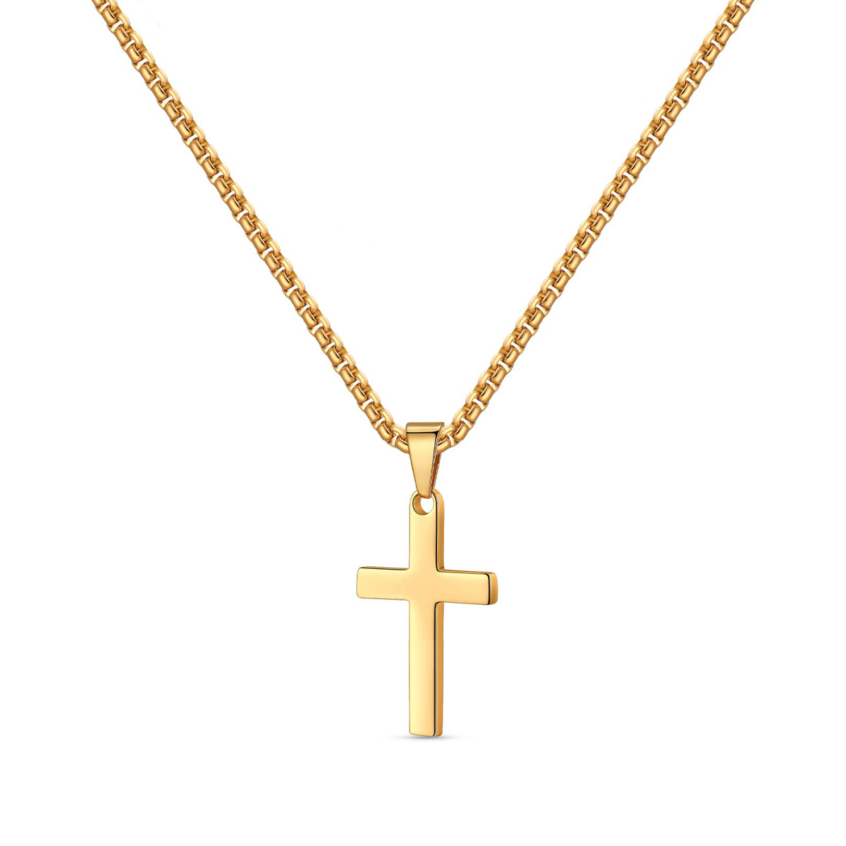 Collier pour homme en acier inoxydable avec pendentif croix_voghion.com