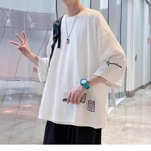 Summer 2025 Trendy Loose Fit Oversized T-Shirt with Heavyweight Short Sleeve, Hong Kong Style Cool and Fashionable