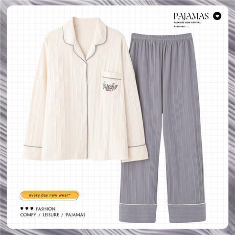 2023 nuevo pijamas mujeres primavera y otoño manga larga 100% algodón ins estilo hogar servicio más traje