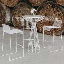 简约工业风彩色金属丝镂空酒吧餐厅商业活动吧台椅宴会租赁铁线椅