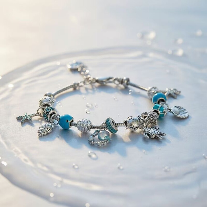 2025 Panjia Cross-Border New Starfish Shell Pendant Bracelet Women's Ocean Style Versatile Fashion DIY Beaded Hand Jewelry