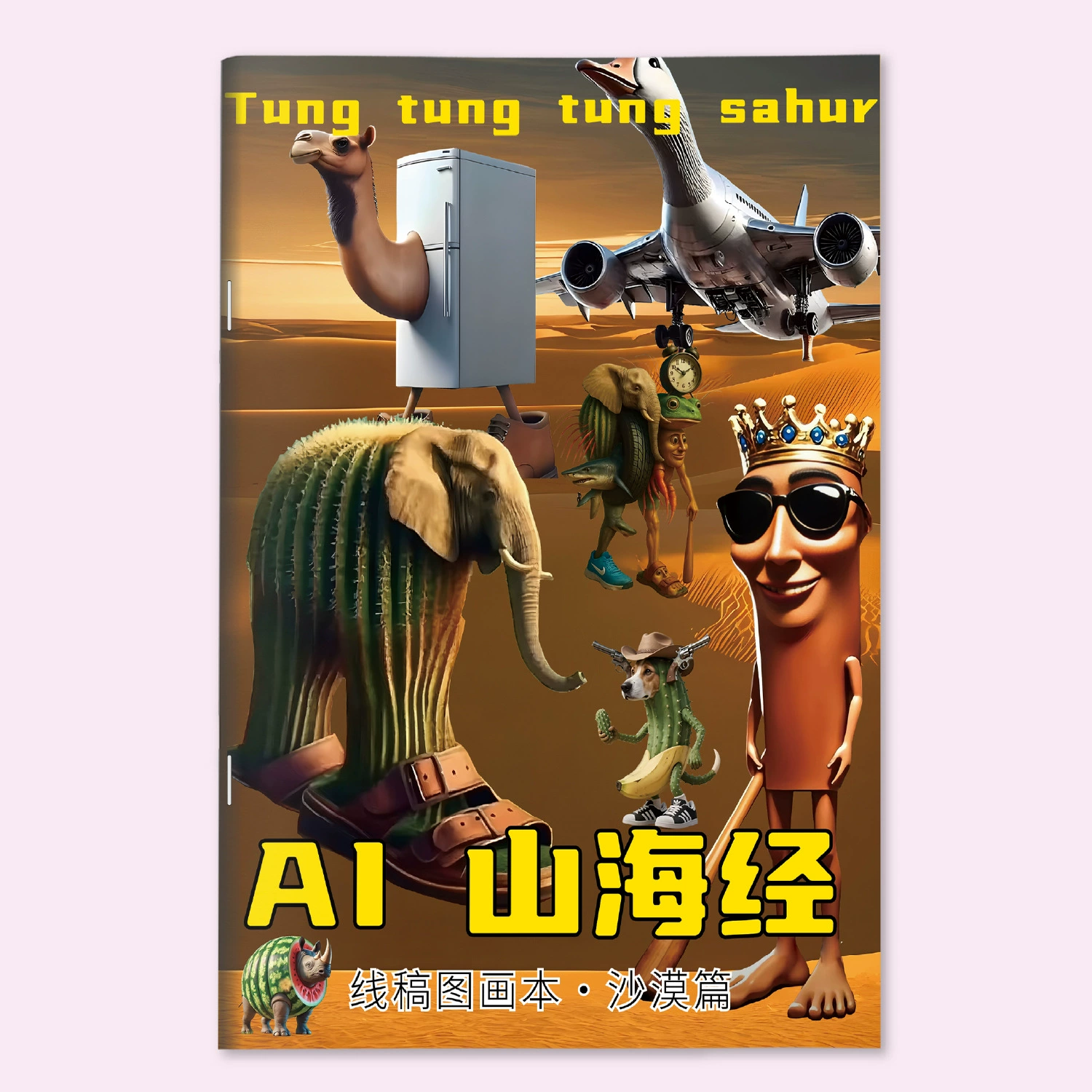 [AI山海经描摹本木棍人通通哥穿鞋鲨鱼线稿抽象搞笑儿童益智涂色本]