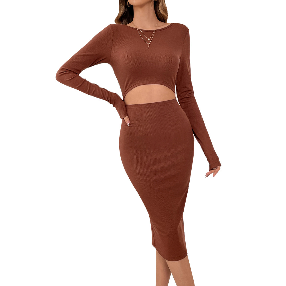 Knitted Bodycon Dress Sexy Hollow Design Slim Fit Elegant Style Perfect for Parties and Night Out Wholesale