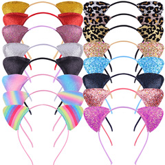 Women's Colorful Cat Ear Headband Children's Cartoon Small Fresh Animal Ear Hairpin Onion Powder Glitter Headband Accessories
