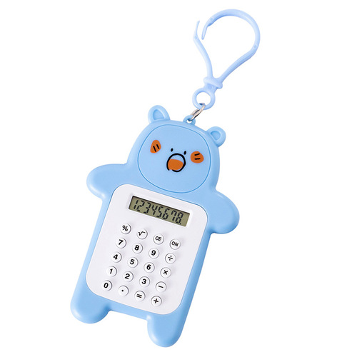 Cartoon cute bear mini portable calculator keychain pendant student office stationery small computer