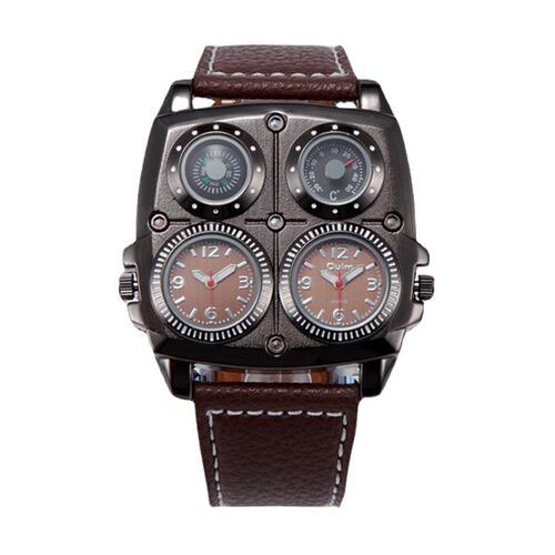 OULM European Radium 1140 Men's Watch Thermometer Compass Dual Time Zone Watch Brand New End Stock Exchange