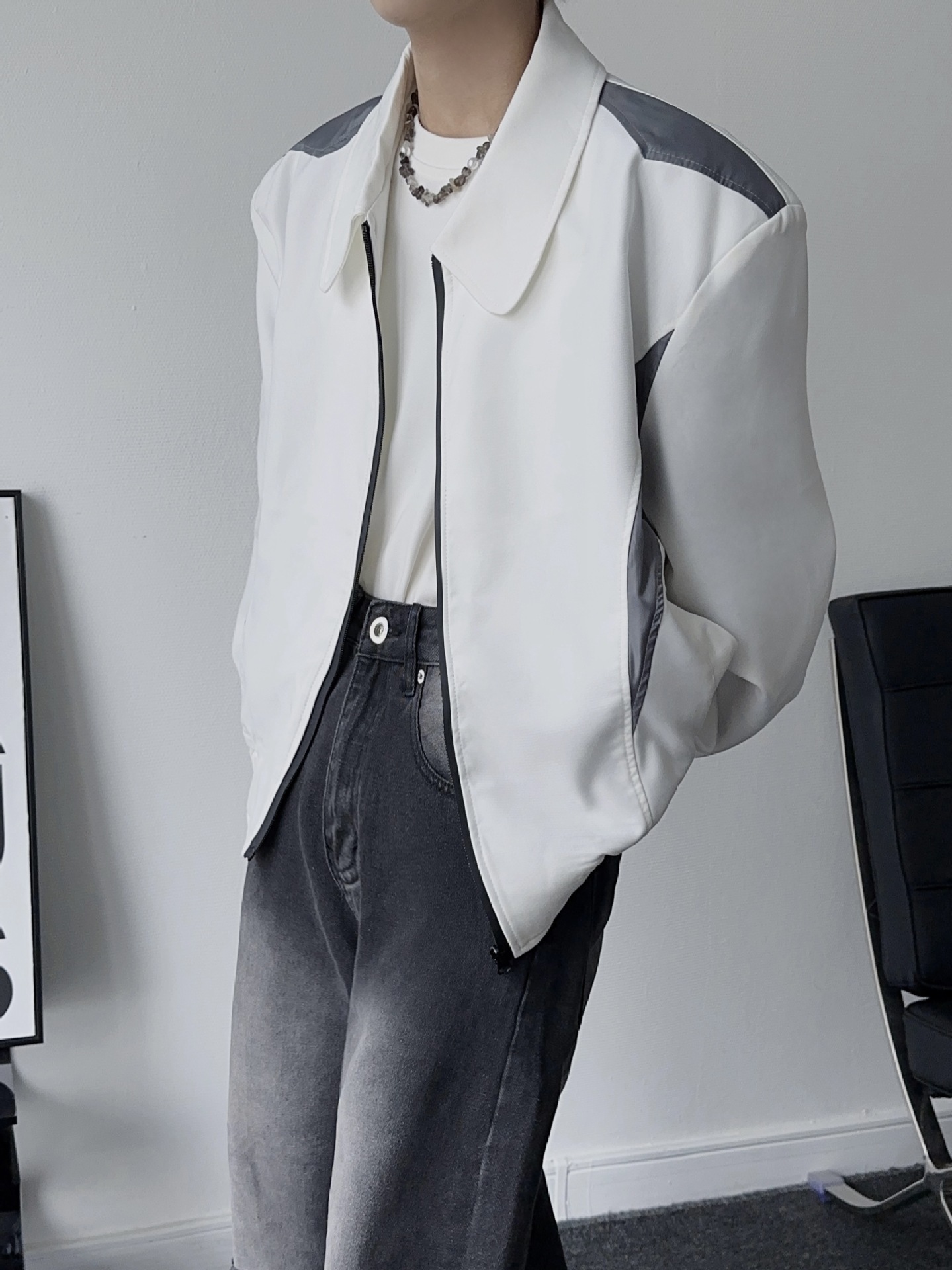 Men's Casual Jacket Lapel Long Sleeved Loose Rugged Style_voghion.com