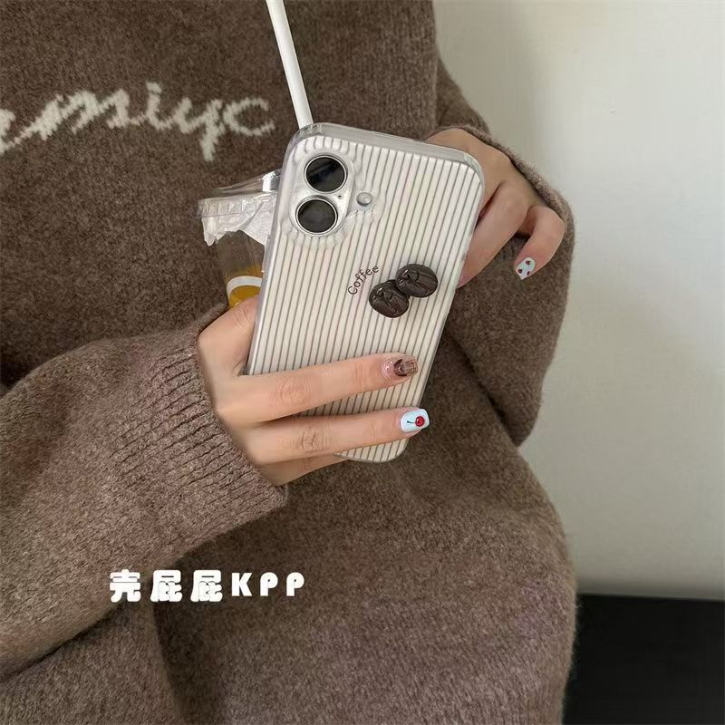 秋冬条纹立体咖啡适用iPhone17PROMAX手机壳新款16/15/14/13女款|undefined