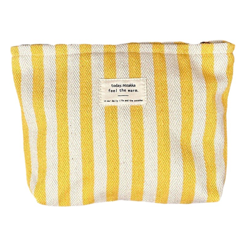 39211 Fresh Striped Cosmetic Bag Women's Wash Bag Storage Bag Large Capacity Portable Simple Hand-held Cosmetic Bag