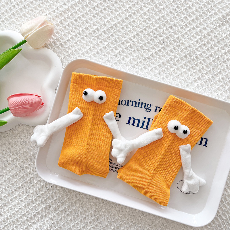 Pareja de dopamina calcetines magnéticos de mano calcetines de otoño rosa a media pantorrilla calcetines deportivos ropa exterior lindos calcetines de pila blanca