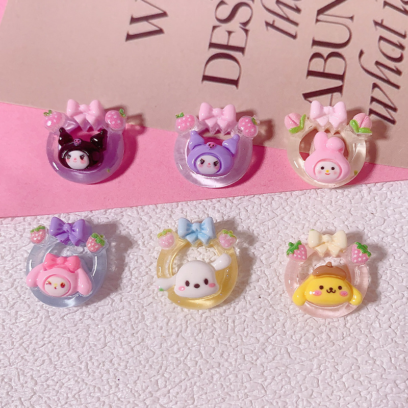 Cestas de flores de fruta de dibujos animados Sanrio accesorios de resina diy caja de teléfono móvil agujero de botón de zapato taza de agua material hecho a mano