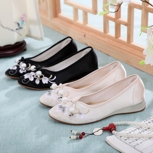 Suya Autumn New Chinese Style Embroidered Shoes Ethnic Style Canvas Shoes Antique Hanfu Flat Heels