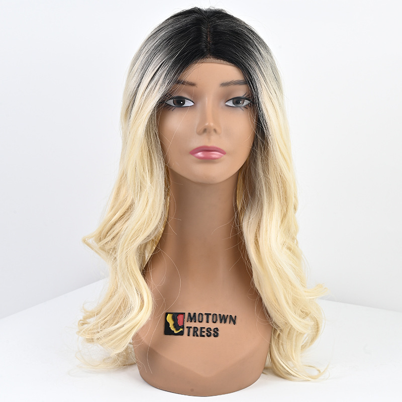 13*4 European and American Style Wig, Long Curly Hair, Big Waves, Lace Front Synthetic Fiber Wig, Inch-Sized, Slightly Curly, Platinum Blonde 13*4 European and American Style Wig, Long Curly Hair, Big Waves, Lace Front Synthetic Fiber Wig, Inch-Sized, Slightly Curly, Platinum Blonde