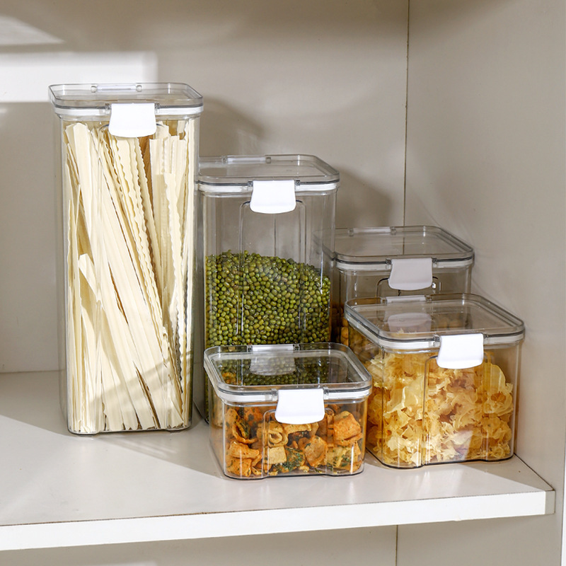 白い密封缶透明収納ボックス防湿スナック干物茶葉貯蔵タンクプラスチック缶五穀雑穀キッチン|undefined