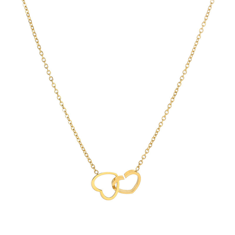 Collana con doppio cuore in acciaio inox elegante da donna_voghion.com