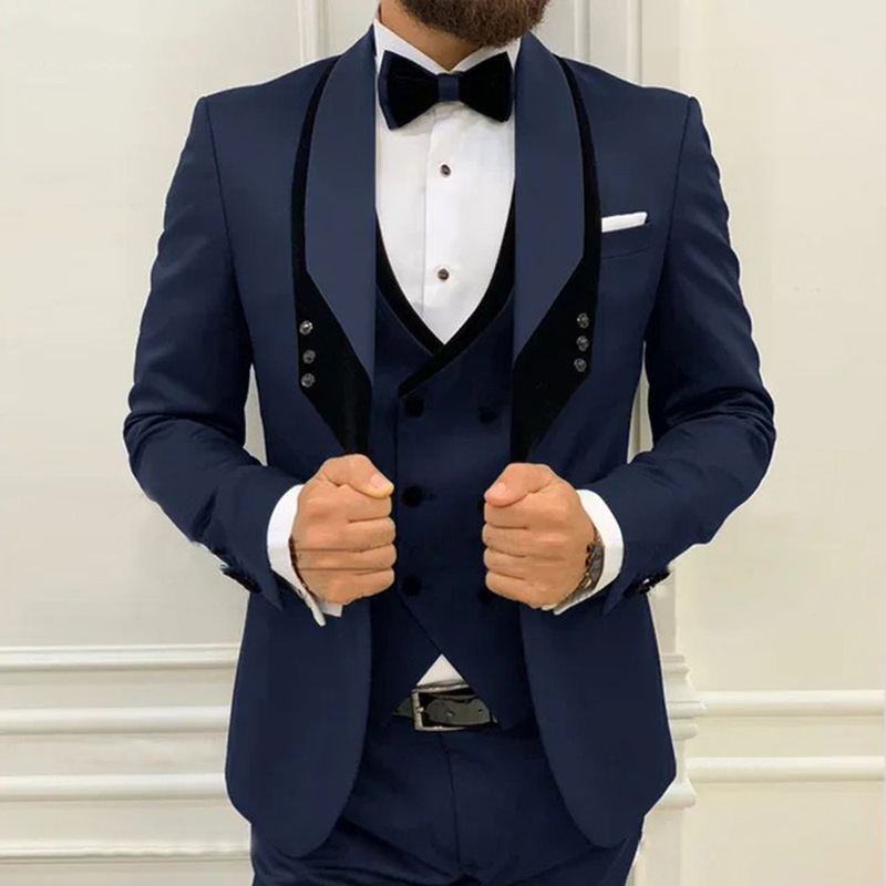 Foreign Trade Cross-Border New Men's Suit Suit Slim Business Gentleman Suit Three-Piece Banquet Wedding Dress Summer