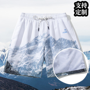 Custom Cross-border Quick-dry Peach Skin Fleece Beach Pants Men's Beach Vacation European and American Casual Shorts Five-point Casual Pants Loose