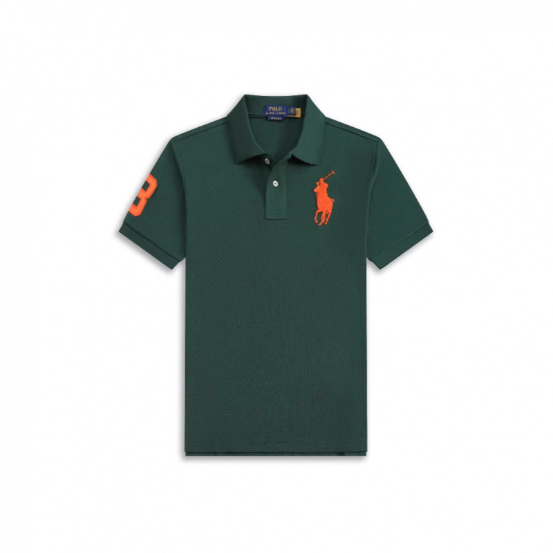 Cross-Border Trade Rl Polo Shirt for Men with Malaysian Logo Embroidery, Lapel Polo Shirt, Summer Solid Color T-Shirt, Short Sleeve