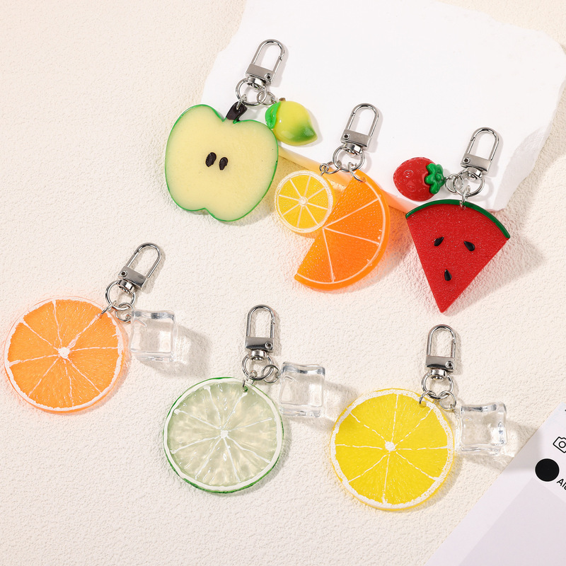 Aliexpress Korean Style Acrylic Sheet Fruit Keychain Summer Large Size Personalized Bag Pendant